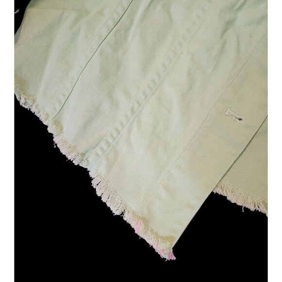 Vintage Quacker Fact Denim Jacket With Fringe Hem & Rhinestone Details Size L Mi - Picture 5 of 11